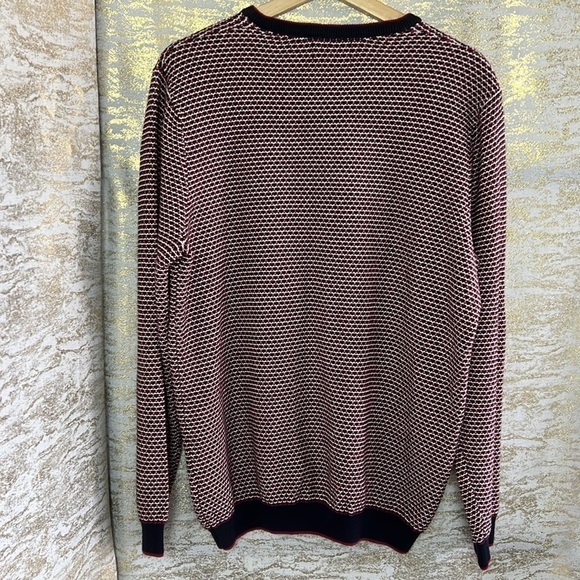 Marks And Spencer Mens Red Houndstooth Knitted Jumper Size L - Picture 7 of 13